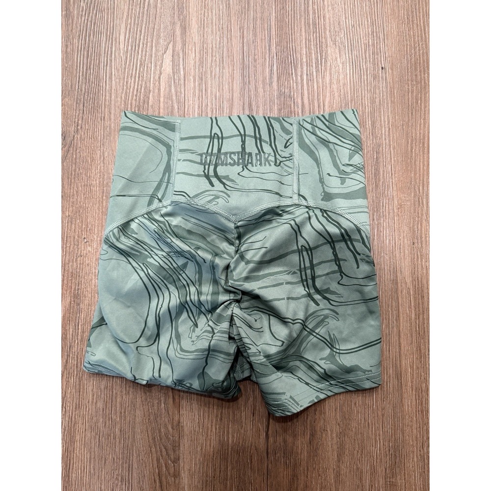 Gymshark Women's Scrunch Shorts XSmall Green Abstract Pattern